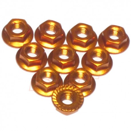 YR 4MM ALU SERRATED LOCK NUT 10PCS