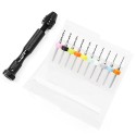 YEAH RACING 1.1-2.0MM STEEL TWIST DRILL 10 IN 1 SET W/ ALUMINUM HANDLE