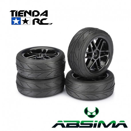 ABSIMA WHEEL SET ONROAD 6 SPOKE BLACK (4 PCS)
