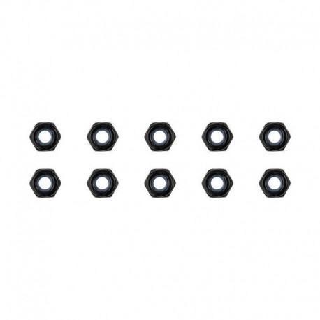 TEAM CORALLY - STEEL NYLSTOP NUT M2.5 - BLACK COATED - 10 PCS
