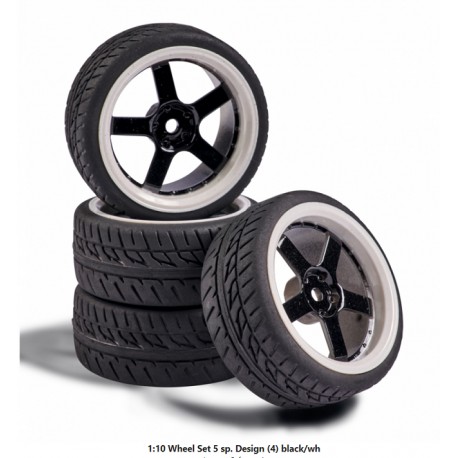 CARSON 1/10 WHEEL SET 5 SPOKE (BLACK/WHITE)