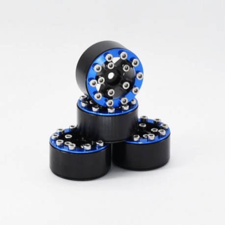 AXIAL SCX24 CNC ALUMINUM SCREWS-STYLE BEADLOCK WHEELS BLUE (4PCS)