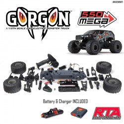 ARRMA 1/10 GORGON 4X2 MEGA 550 Brushed Monster Truck Ready-To-Assemble Kit with Battery & Charger