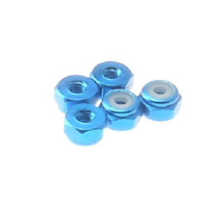 Hiro Seiko 2mm Alloy Nylon Nut [T-Blue] ( 5 pcs)