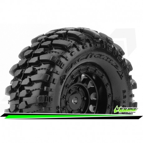 LOUISE CR-CHAMP 1:24 CRAWLER TIRE SET MOUNTED SUPER SOFT BLACK 1.0R