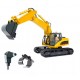 EXCAVADORA HUINA 1535-1 1/14 PALA METALICA 2,4GHZ + MARTILLO + PINZA