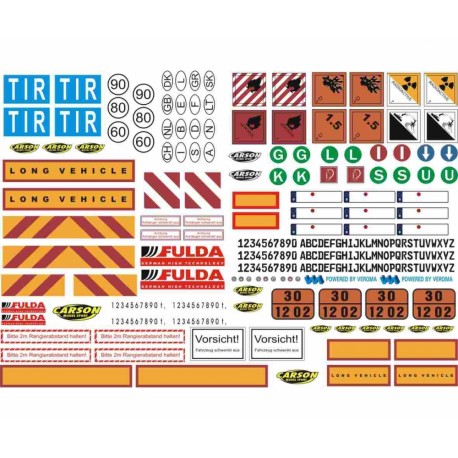 CARSON 1:14 Sticker-Sheet Truck Caution-Signs
