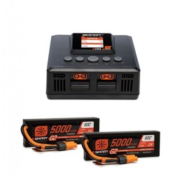 SPEKTRUM Smart Powerstage 4S: (2) G2 5000mAh 2S LiPo IC5 & S250 Charger EU