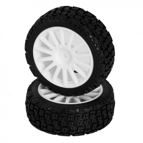 LC Racing Rally Tires Set 25mm with 12spokes white 2pcs