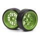 HPI Falken Azenis Drift Tire Premounted on HRE C90 Wheel Green (6mm OS) 4pcs