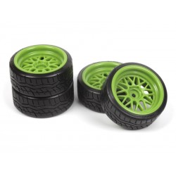 HPI Falken Azenis Drift Tire Premounted on HRE C90 Wheel Green (6mm OS) 4pcs