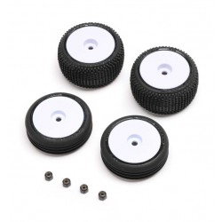 Losi Tires & Wheels Mounted, White: Micro-B