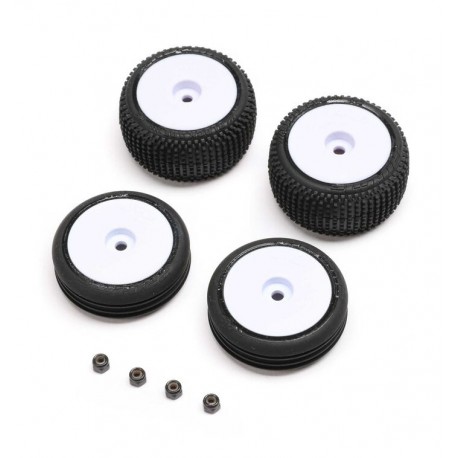 Losi Tires & Wheels Mounted, White: Micro-B