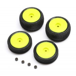 Losi Tires & Wheels Mounted, Yellow: Micro-B