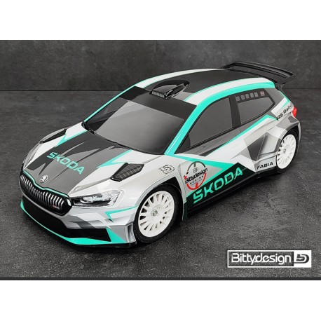 Bittydesign SKODA Fabia RS Rally2 1/10 190mm rally clear body, LightWeight 0,8mm (wing included)
