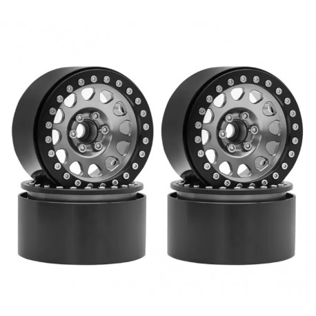 Bdx Rc 2.2" Aluminum Beadlock Crawler Wheels M105 Grey/Black (4pcs)