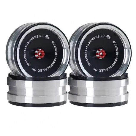 Red Spider Rc 1.9" Aluminum Beadlock Crawler Wheels Black (4pcs)