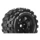 Louise RC - MFT - ST-MCROSS - 1-8 Stadium Truck Tire Set - Mounted - Sport - Black 3.8 Bead Style Wheels - 1/2-Offset -