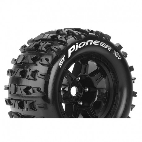 Louise RC - MFT - ST-PIONEER - 1-8 Stadium Truck Tire Set - Mounted - Sport - Black 3.8 Bead Style Wheels - 1/2-Offset -