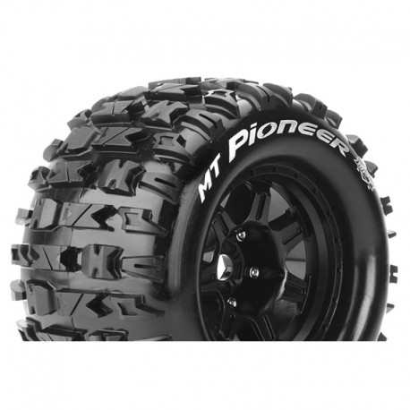 Louise RC - MFT - MT-PIONEER - 1-8 Monster Truck Tire Set - Mounted - Sport - Black 3.8 Bead Style Wheels - 0-Offset - H