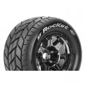 Louise RC - MFT - ST-ROCKET - 1-8 Stadium Truck Tire Set - Mounted - Sport - Black Chrome 3.8 Bead Style Wheels - 1/2-Of