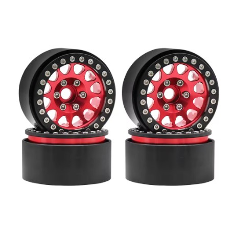Bdx Rc 1.9" Aluminum Beadlock Crawler Wheels M105 Red/Black (4pcs)