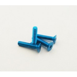 Hiro Seiko Alloy Hex Socket Flat Head Screw M3x18 (4pcs | T-Blue)