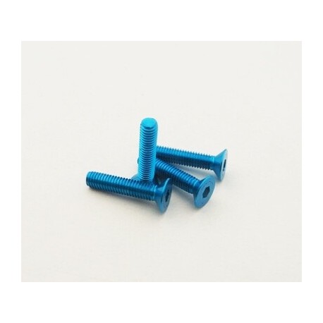 Hiro Seiko Alloy Hex Socket Flat Head Screw M3x18 (4pcs | T-Blue)