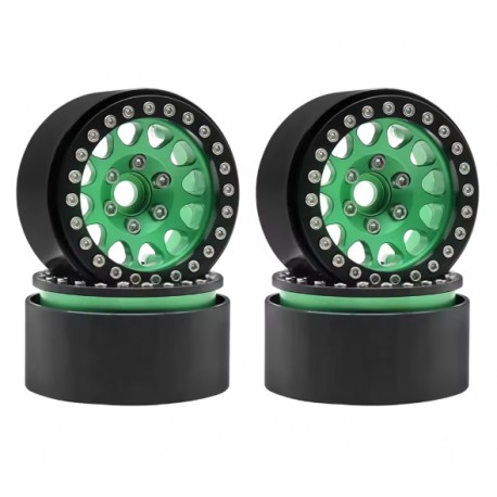 Bdx Rc 1.9" Aluminum Beadlock Crawler Wheels M105 Green/Black (4pcs)