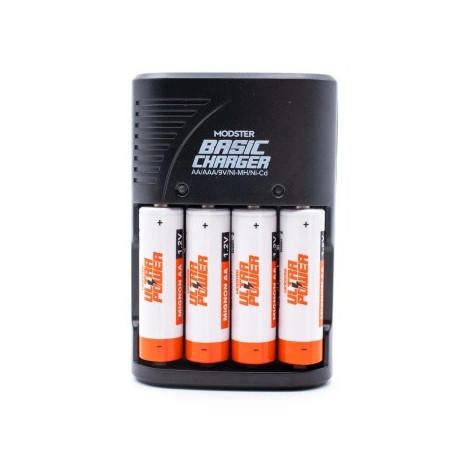 Modster Basic Charger AA-AAA incl. 4x rechargeable batteries Ultra Power AA Mignon 2200mAh NiMH