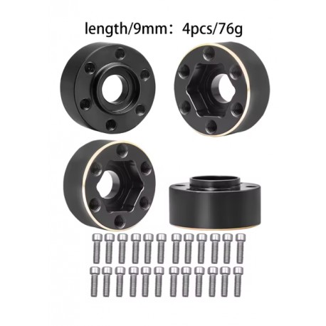 Bdx Brass Weights 12mm Hex Hub Adapter for 1.9 /2.2Inch Wheels Rim (9mm wide)