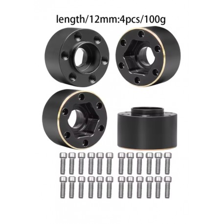 Bdx Brass Weights 12mm Hex Hub Adapter for 1.9 /2.2Inch Wheels Rim (12mm wide)