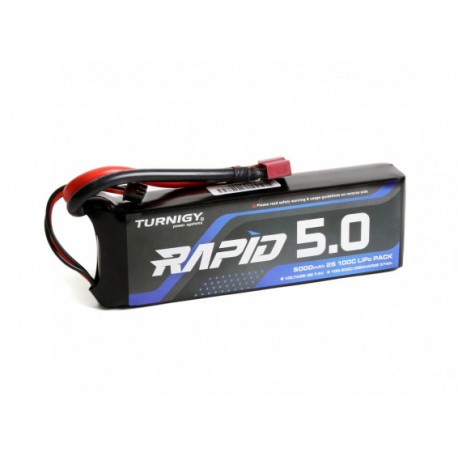 Turnigy Rapid 5000mAh 2S (7.4V) 100C LiPo Battery Pack w/T-Connector For RC Cars