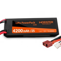 MODSTER LiPo Battery 2S 7,4V 4200 mAh 35C (T-Plug) PowerPack Car Hardcase