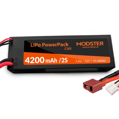 MODSTER LiPo Battery 2S 7,4V 4200 mAh 35C (T-Plug) PowerPack Car Hardcase
