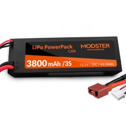 MODSTER LiPo Battery 3S 11,1V 3800 mAh 35C (T-Plug) PowerPack Car Hardcase