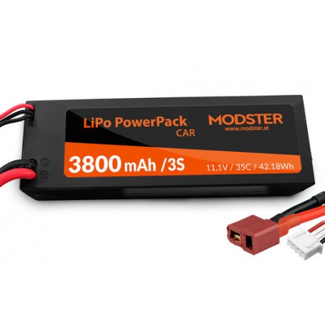MODSTER LiPo Battery 3S 11,1V 3800 mAh 35C (T-Plug) PowerPack Car Hardcase