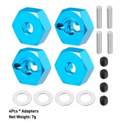 Alu Hex Wheel Adapter w/screw pin (Blue)