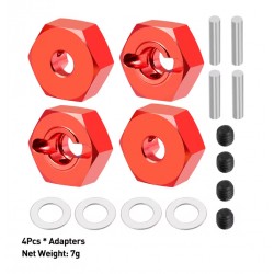 Alu Hex Wheel Adapter w/screw pin (Red)