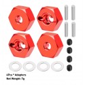 Alu Hex Wheel Adapter w/screw pin (Red)