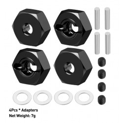Alu Hex Wheel Adapter w/screw pin (Black)
