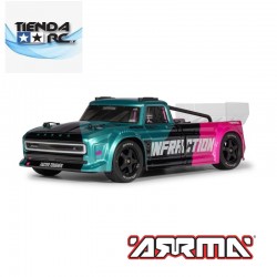 Arrma 1-8 INFRACTION 223S DSC 4X4 RTR Brushless All-Road Street Bash Truck Teal-Pink