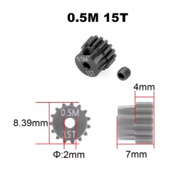 pinion 15T 0,5m (2mm Shaft)