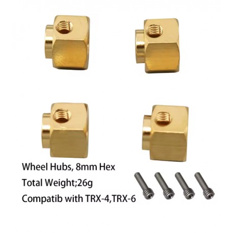12mm Brass Hex Adaptor 8mm Offset 4pcs Fits HB-Toys TRX-4 TRX-6