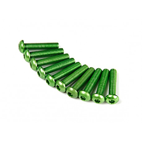 SCREW ROUND HEAD HEX M3X14MM 7075 ALUMINIUM GREEN (10 PCS)