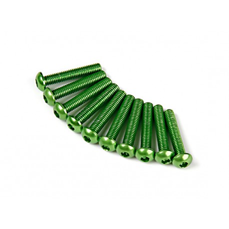 SCREW ROUND HEAD HEX M3X16MM 7075 ALUMINIUM GREEN (10 PCS)