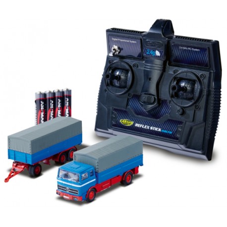 Carson 1:87 M-B 1620 canvas w.trailer 100% blue
