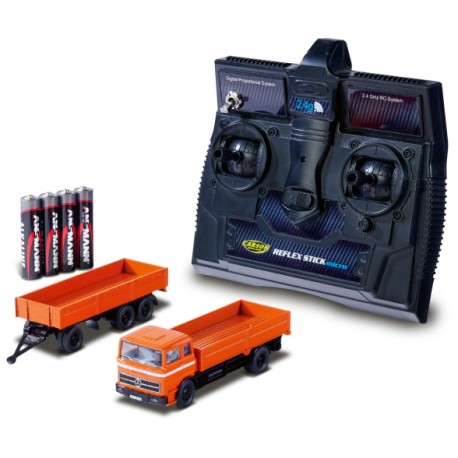 Carson 1:87 MB 1620 plataforma con remolque 100% naranja