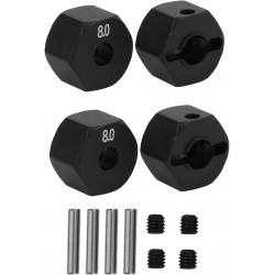 Alu Hex Wheel Adapter w/screw pin 8MM Wide (Black)