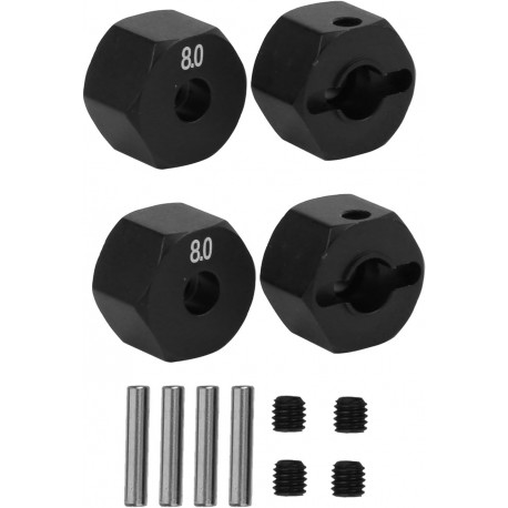 Alu Hex Wheel Adapter w/screw pin 8MM Wide (Black)